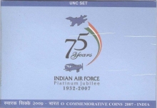 2007 Silver UNC Set of Indian Air Force Platinum Jubilee of Calcutta Mint.