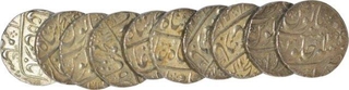 Lot of Silver Rupees of Ten Coins of Muhammad Shah of Kora Mint.