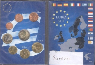 Uncirculated Copper Eight Euro Coins Set of Slovenia.