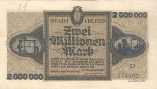 Paper money of Germany of 2000 000 Mark of 1923 issued.