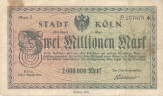 Paper money of Germany of 2000 000 Mark of 1923 issued.