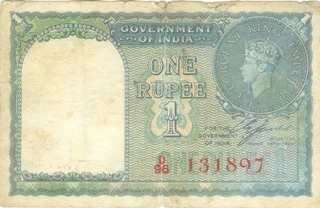 One Rupee Bank Note of King George VI signed by C.E. Jones.