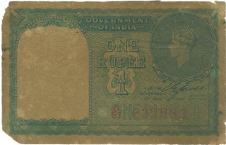 One Rupee Bank Note of King George VI.