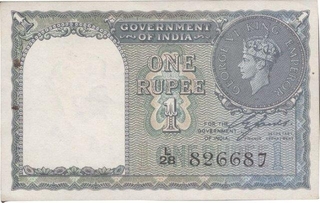 One Rupee Note of King George VI Signed by C.E. Jones.