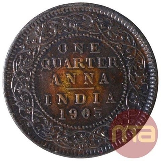 Copper One Quarter Anna Coin of King Edward VII of Calcutta Mint of 1905.