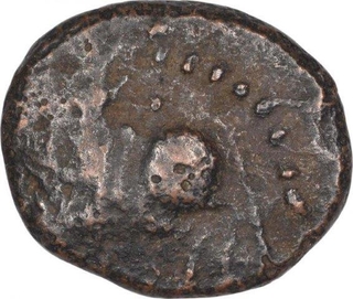 Copper Half Kasu Coin of Krishnadevaraya of Vijayanagara Empire.