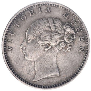 Silver Half Rupee Coin of Victoria Queen of Bombay Mint of 1840.