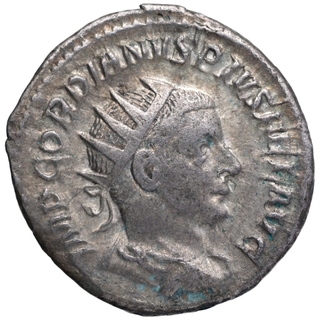 Silver Denarius Coin of Gordiano III of Roman Empire.