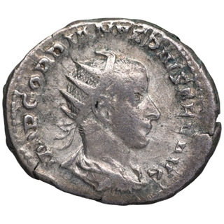 Silver Denarius Coin of Gordiano III of Roman Empire.