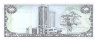 Ten Dollars Bank Note of Trinidad and Tobago.