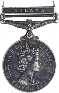 Silver General Service Medal of Elizabeth II Dei Gratia Regina F D of Malaya.