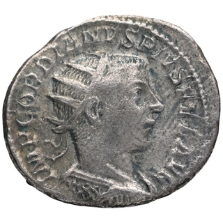 Silver Denarius Coin of Gordiano III of Roman Empire.