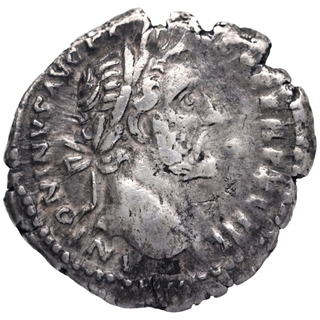 Silver Denarius Coin of Antoninus Pius of Roman Empire.