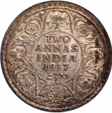 Silver Two Annas Coin of King George V of Calcutta Mint of 1917.