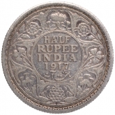 Silver Half Rupee Coin of King George V of Bombay Mint of 1917.