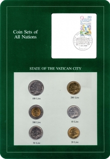 Coin of Set of All Nations of Republic of State of The Vatican City.