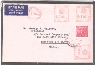 1972. By Air Mail Par Avion envelope, 5 Paisa Stamps Tied (Refugee Relief) With Franking of 0.90, 0.05, & 1, From Bombay to U.S.A, Excellent