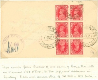 1944, KGVI, 1A, Block of 6, Tete Beche, Unit Censor cancellation Mark 