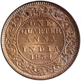 Copper One Quarter Anna Coin of King George V of Calcutta Mint of 1934.