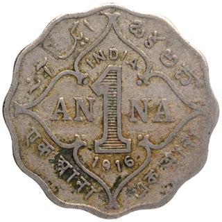 Copper Nickel One Anna Coin of King George V of Bombay Mint of 1916.