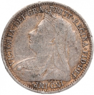 Silver Three Pence of Victoria of 1898 of Great Britain.