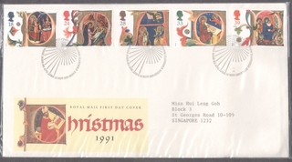 Singapore First Day Cover of Christmas of 1991.