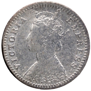 Silver Two Annas Coin of Victoria Empress of Bombay Mint of 1887.