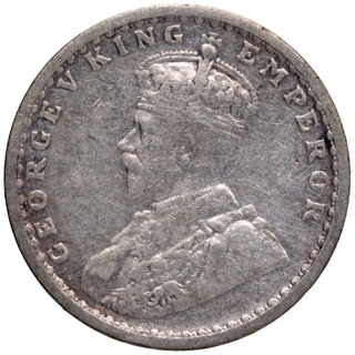 Silver Two Annas Coin of King George V of Bombay Mint of 1913.