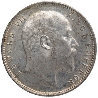 Silver One Rupee Coin of King Edward VII of Bombay Mint of 1906.