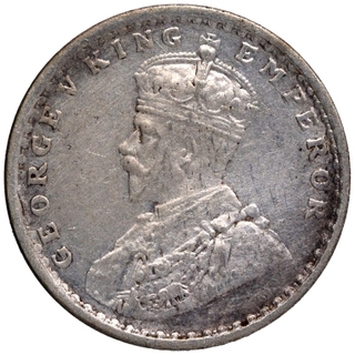 Silver Two Annas Coin of King George V of Bombay Mint of 1913.