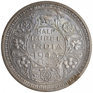 Silver Half Rupee Coin of King George VI of Lahore Mint of 1943.