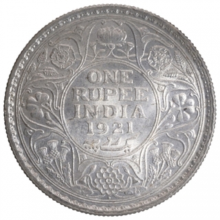 Silver One Rupee Coin of King George V of Bombay Mint of 1921.