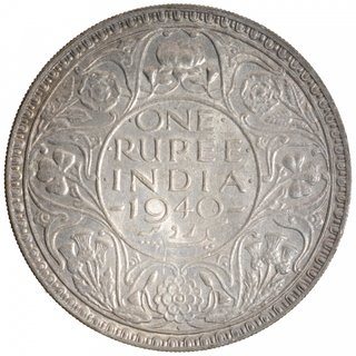 Silver One Rupee Coin of King George VI of Bombay Mint of 1940.