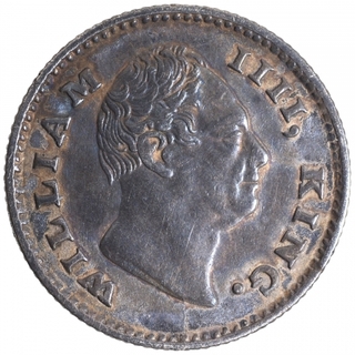 Silver Quarter Rupee Coin of King William IIII of Calcutta Mint of 1835.