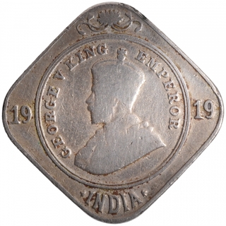 Copper Nickel Two Annas Coin of King George V of Calcutta Mint of 1919.