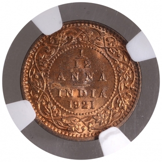 Bronze One Twelfth Anna Coin of King George V of Calcutta Mint of 1921.