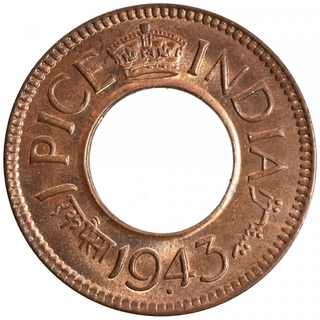 Bronze One Pice Coin of King George VI of Bombay Mint of 1943.