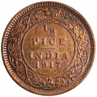 Bronze Half Pice Coin of King George V of Calcutta Mint of 1917.