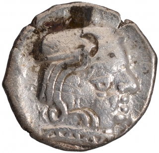 Silver Drachma Coin of Visvasena of Western Kshatrapas.