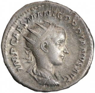 Silver Denarius Coin of Gordiano III of Roman Empire.