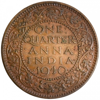 Bronze One Quarter Anna Coin of King George VI of Bombay Mint of 1940.