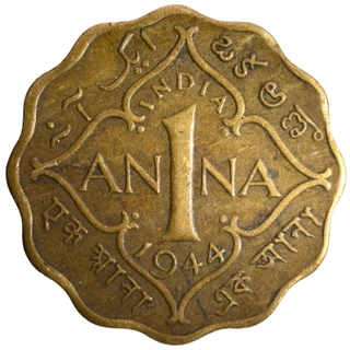 Nickel Brass One Anna Coin of King George VI of Bombay Mint of 1944.