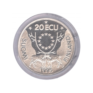 Finland 20 ECU Silver Proof Crown Coin of 1995.