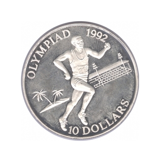 Silver 10 Dollars Proof Coin of Solomon Islands of 1991.