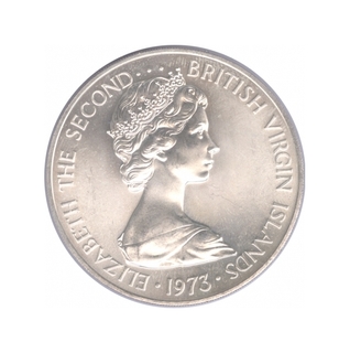 Silver One Dollar Proof Coin of British Virgin Islands of 1973.