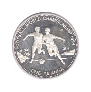 Silver One Paanga Proof Coin of FoodBall World Championship of 1994 of Tonga.