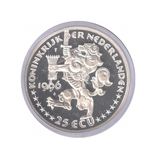 Silver Twenty Five Ecu Proof Coin of Netherlands of 1996.