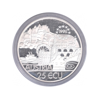 Austria Silver Twenty Five Ecu Proof Coin of 1998 .