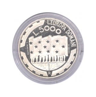 Silver Proof 5000 L European Union Proof Coin of San Marino of 1999.