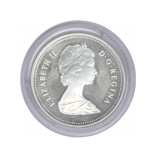 Silver One Dollar Proof Coin of 1982 Canada Regina Centennial.